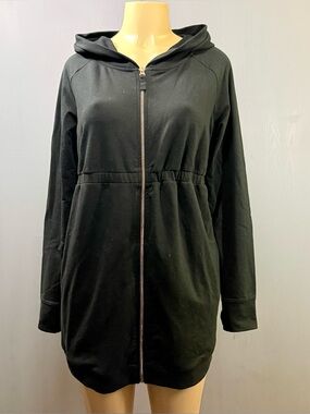 Isabel Maternity by Ingrid & Isabel Black Utility Jacket Hoodie Thumb Holes M